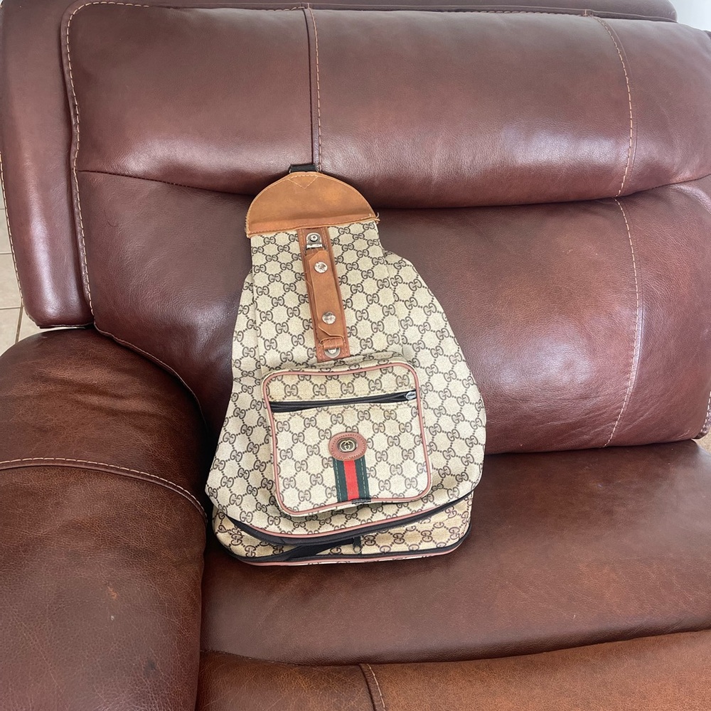 Gucci Beige and Brown Monogram Backpack